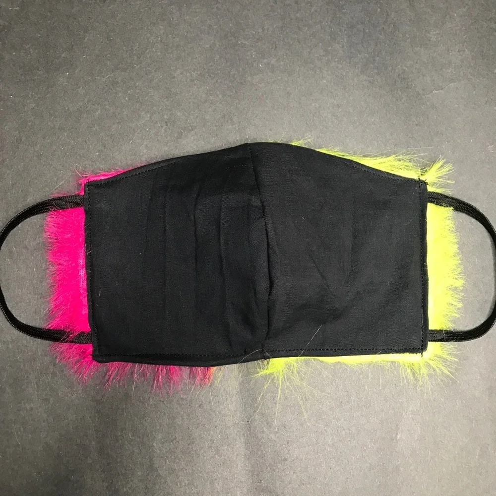 Pink Monster Fur Face Mask Green Cat Halloween Costume Animal Fuzzy Rave Fursuit